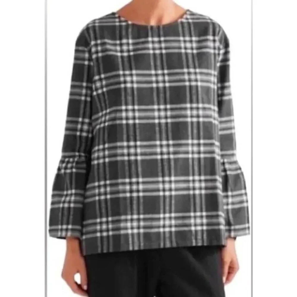Hatch Maternity Madeline Black Plaid Flannel Top sz P